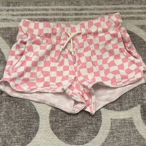 Pink and White Checkered Kids Shorts